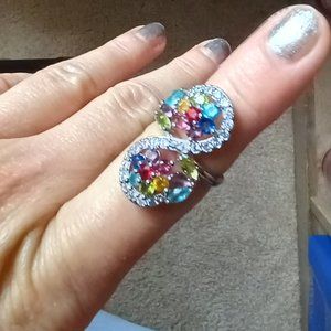 Multi Color Floral 925 Ring  Size 8
